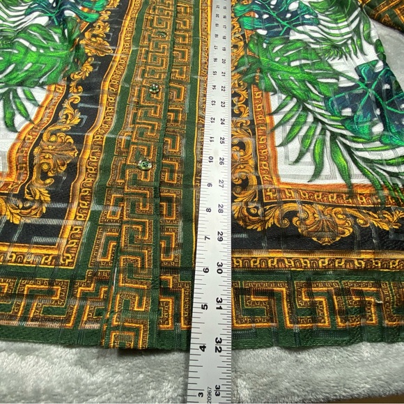 Prestige Original Shirt Mens 2X Button Short Sleeve Greek AOP See Thru Abstract - Picture 11 of 12